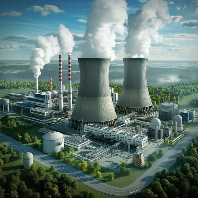 3D Rendered Nuclear Power Plant Complex