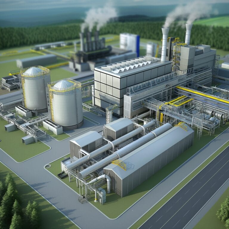 3D Rendered Power Plant Complex